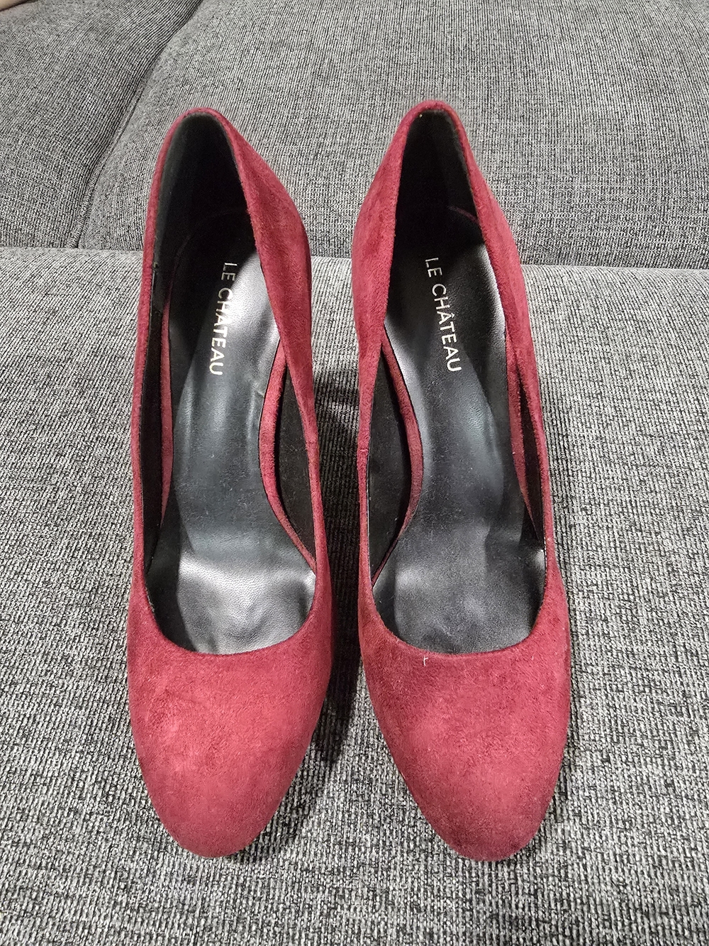 Le Chateau Burgundy Suede Pointed-Toe Pumps